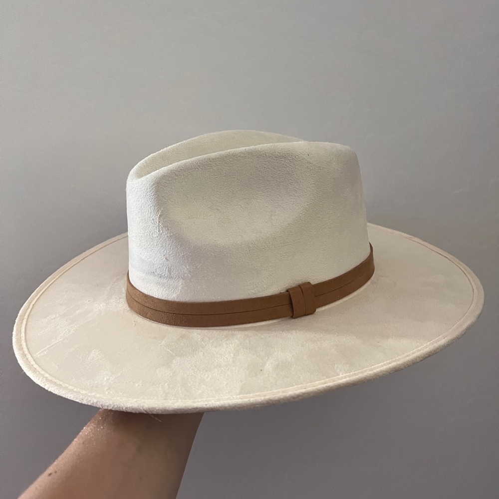 Elegant Cream Fedora Hat with Tan Band